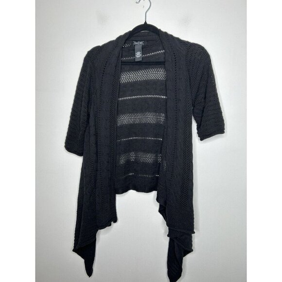 Crystal-Kobe Women’s Open Front Cardigan Black Knit Sweater Size Medium - Picture 1 of 9